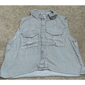 Sim & Sam Sleeveless Striped Button Down Size M